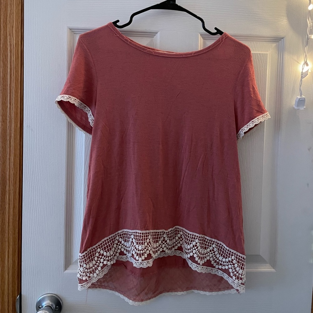 Pink and white lace top
